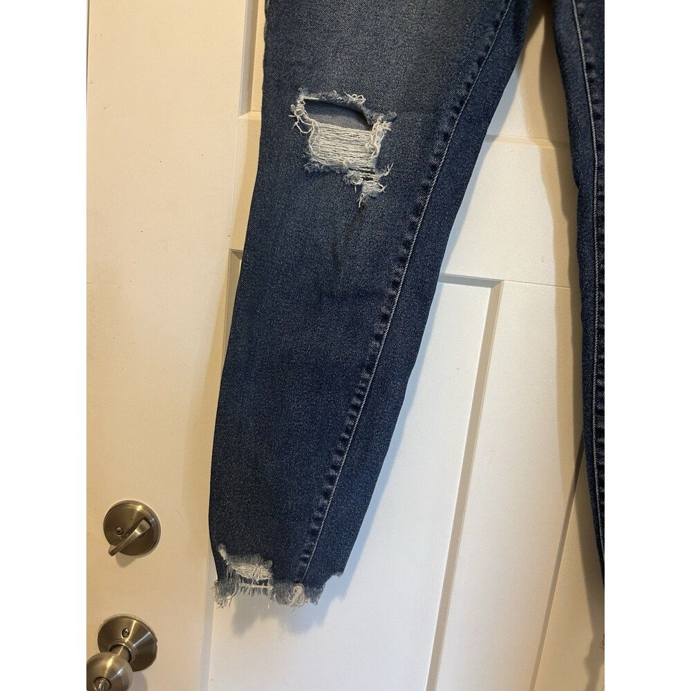 Kancan Women’s Size 13 / 30 Dark Wash Distressed Estilo Jeans High Rise Tapered - Picture 5 of 7